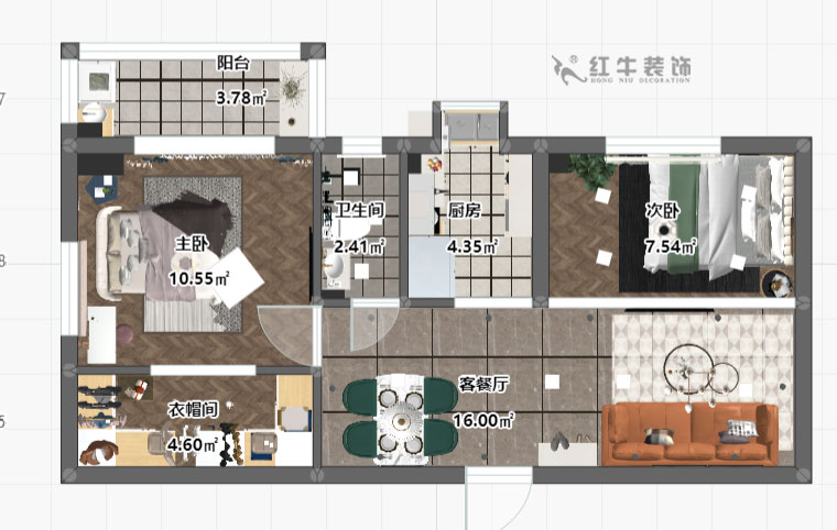 朱明琪_銅（tóng）坊苑10-34-603-50㎡-北歐風格_平麵彩圖