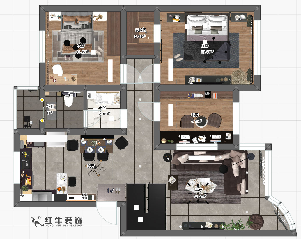 陶陽_興都（dōu）花園88號6-2-603-110㎡+閣樓-現代輕奢（shē）風（fēng）格（gé）_一樓平麵（miàn）圖