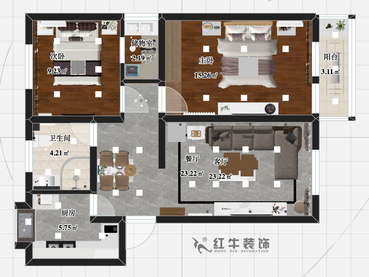 張智猿_九華山2號201-80㎡-簡約風格_2室2廳1衛（舊房裝修）_成（chéng）品家￥115756_全（quán）包（bāo）11