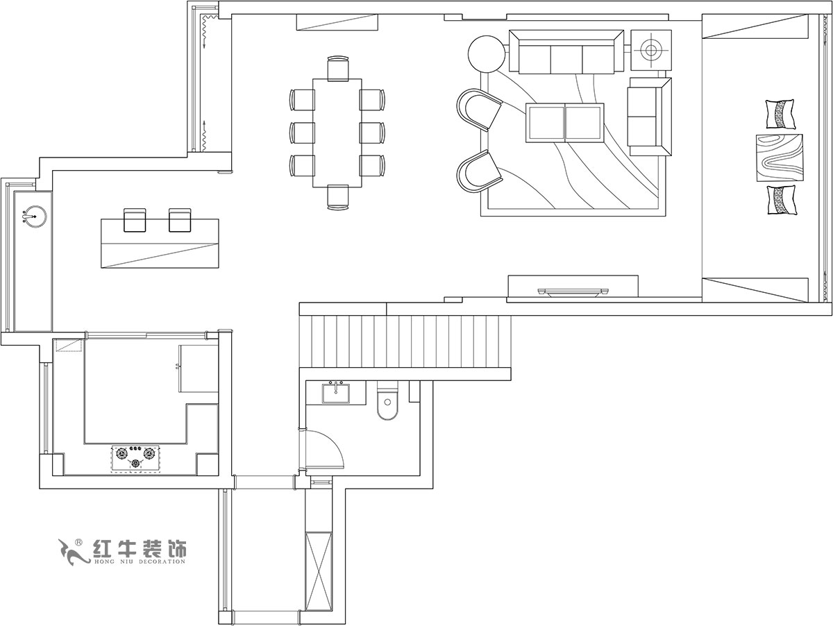 【實景案例】餘瑋（wěi）_棲園-200㎡-輕奢風格_4室3廳3衛（新房裝修）_全包35萬00_02一樓是（shì）日常休閑的活動（dòng）區域