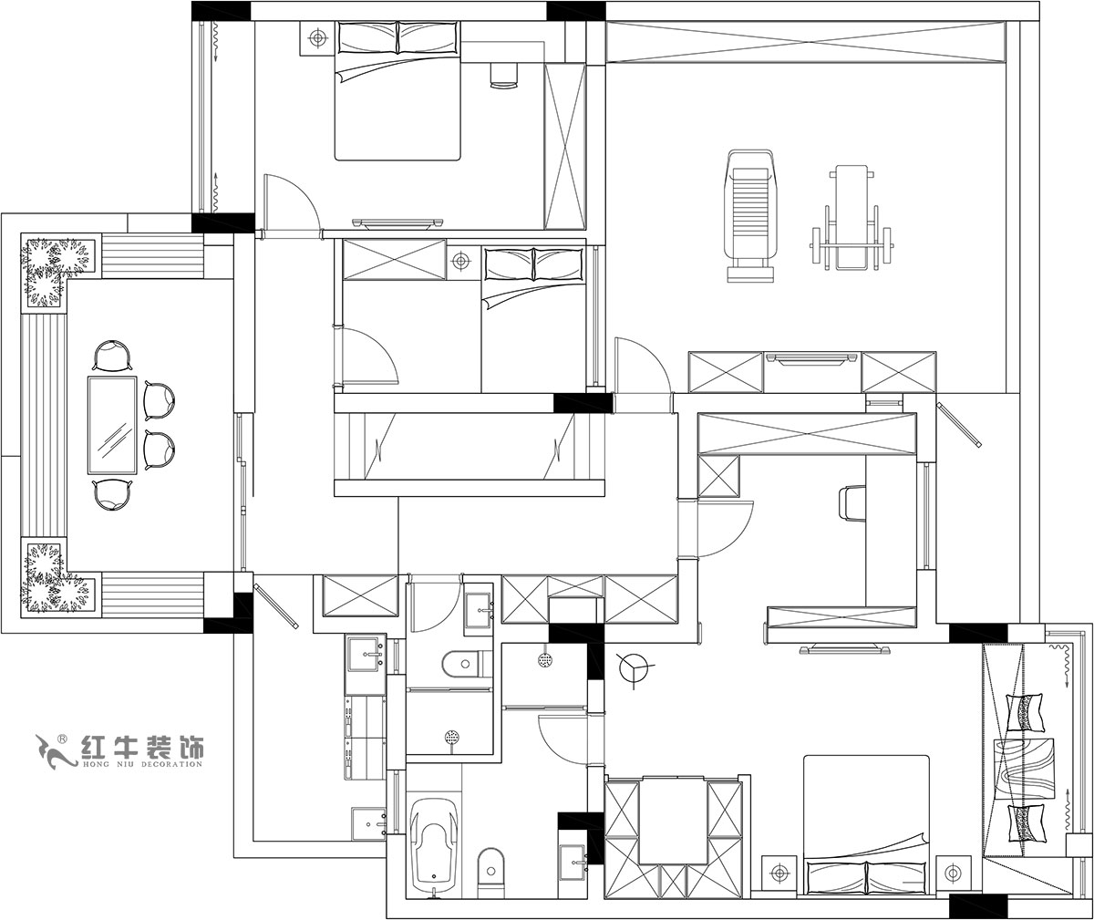 【實景案例（lì）】餘（yú）瑋_棲園-200㎡-輕奢風格_4室3廳3衛（新房裝修（xiū））_全（quán）包35萬00_04二樓作為休息區和工作區