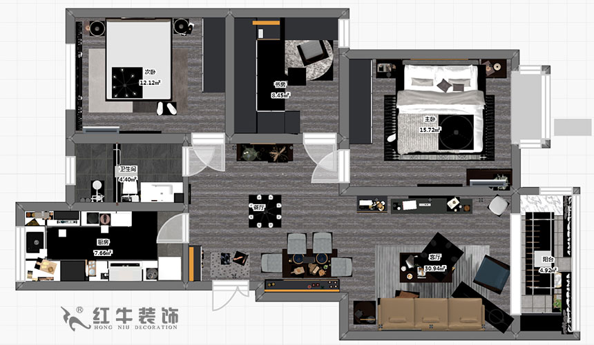 吳波_華匯康城23-404-105㎡-現代風格_3室2廳1衛（舊房裝修（xiū））_定製家￥155943_全（quán）包15