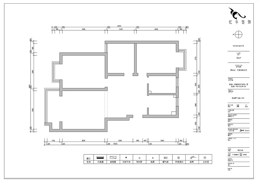 朱明琪（qí）_雙和（hé）園15-1-702-95㎡-簡美（měi）風格_3室2廳1衛（老房裝修）_成品家￥128088_全包13萬00_01原始結構圖