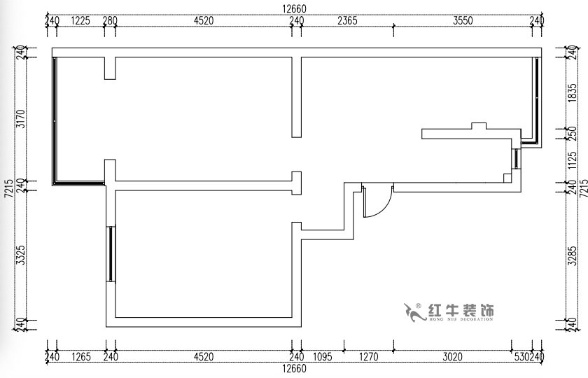 張桐瑋｜天（tiān）津新村25-304-64㎡-現代簡美風格｜2室1廳1衛｜老房（fáng）裝修｜定製家￥71800｜全（quán）包10萬｜00_01原始結構圖