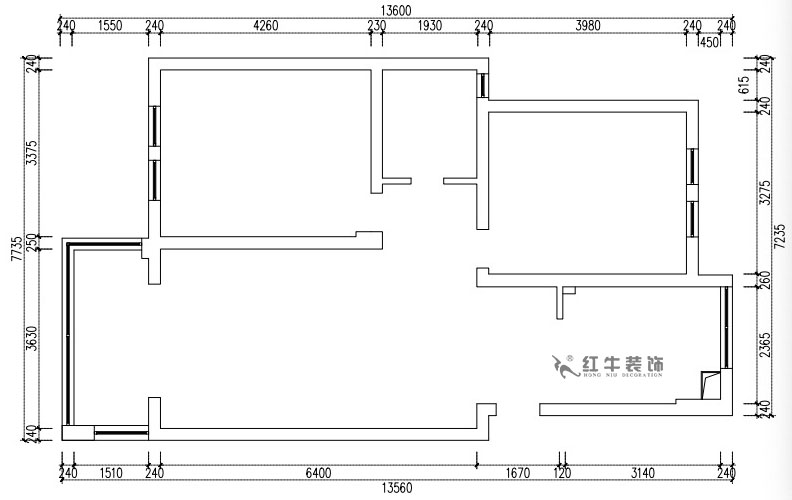 張桐瑋｜仙龍灣山莊22-404-89㎡-日式原木簡約風格｜2室1廳1衛｜舊房改造｜半包￥67100｜半包7萬｜00_01原始（shǐ）結構（gòu）圖