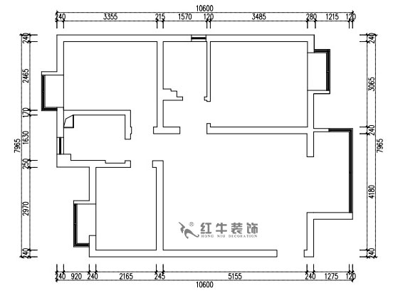 張桐（tóng）瑋｜江雁依山郡23-901-76㎡-現代（dài）簡約風格｜3室1廳1衛｜舊房改造｜定製家￥93180｜全包10萬（wàn）｜00_01原始結構圖