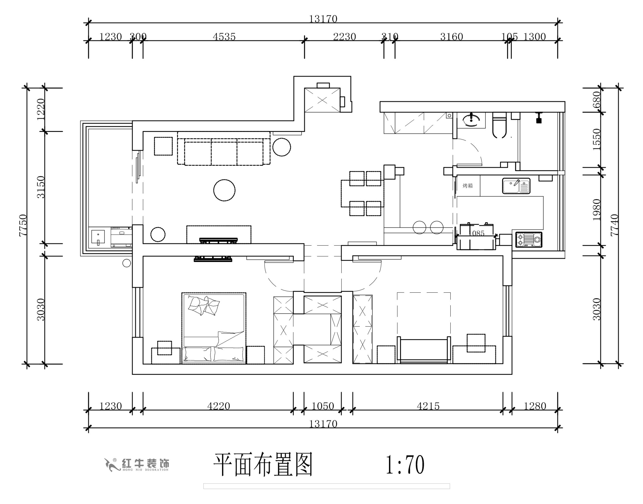 蔣琛｜天（tiān）福（fú）園43-401-90㎡-現代簡約風格｜2室1廳1衛｜舊房裝修｜定製家￥122757｜全包12萬｜00_02平麵布（bù）置圖