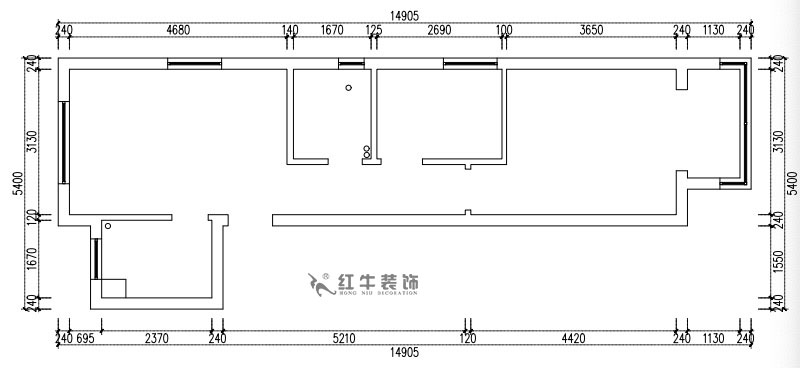 張桐瑋｜紫楊佳園29-2101-59㎡-現代簡（jiǎn）約風（fēng）格｜2室1廳1衛｜新房裝修｜定製家￥89500｜全包10萬｜00_01原（yuán）始結構圖