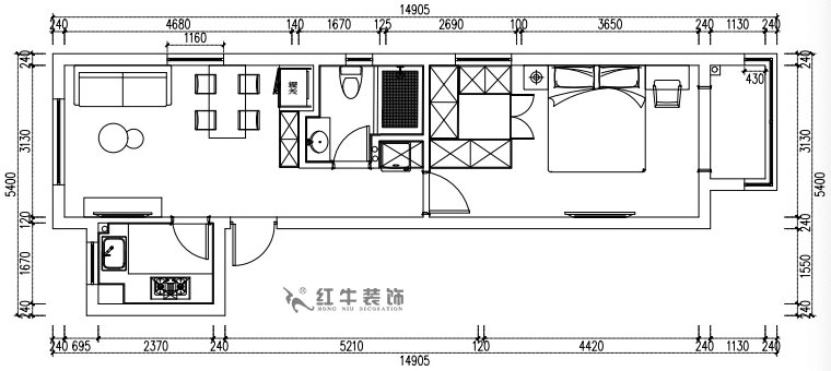 張桐瑋｜紫楊佳園（yuán）29-2101-59㎡-現代簡約風格｜2室1廳1衛｜新房裝修｜定製家￥89500｜全包10萬｜00_02平麵方案圖