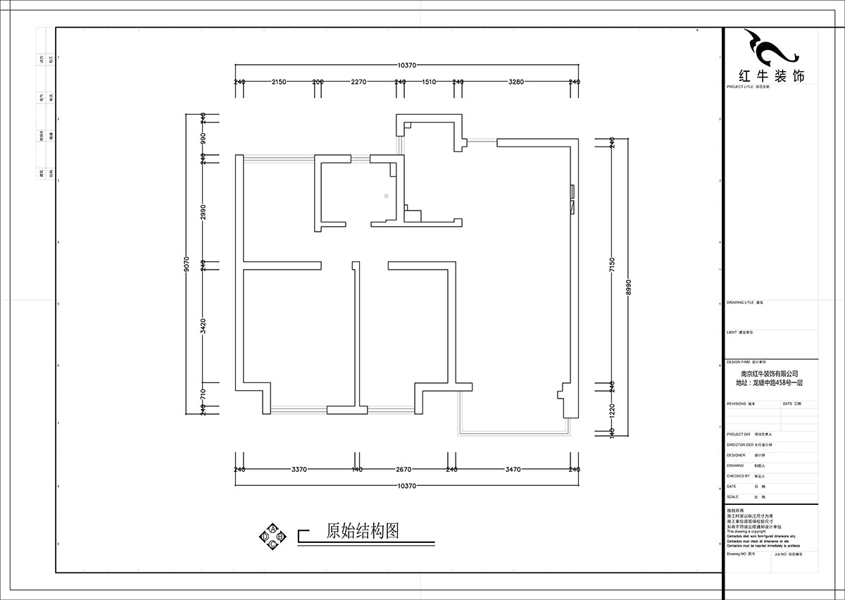 張智猿（yuán）｜紫峰公館1-2棟1006-88㎡-現代風格｜3室1廳1衛｜老（lǎo）房裝（zhuāng）修｜定製家￥122000｜全包11萬｜00_01原（yuán）始結構圖