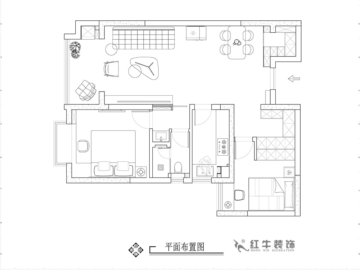 張智猿（yuán）｜華山（shān）山莊4-1102-89㎡-現代風格｜2室2廳1衛｜老房（fáng）裝修｜定製（zhì）家￥130859｜全包14萬｜00_02平麵布（bù）置圖