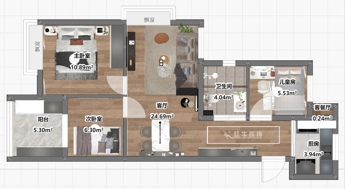 劉曉芳（fāng）｜樂業西苑1-2306-86㎡-現代輕奢風格｜3室（shì）2廳1衛｜毛坯房裝修｜定製（zhì）家｜全（quán）包9