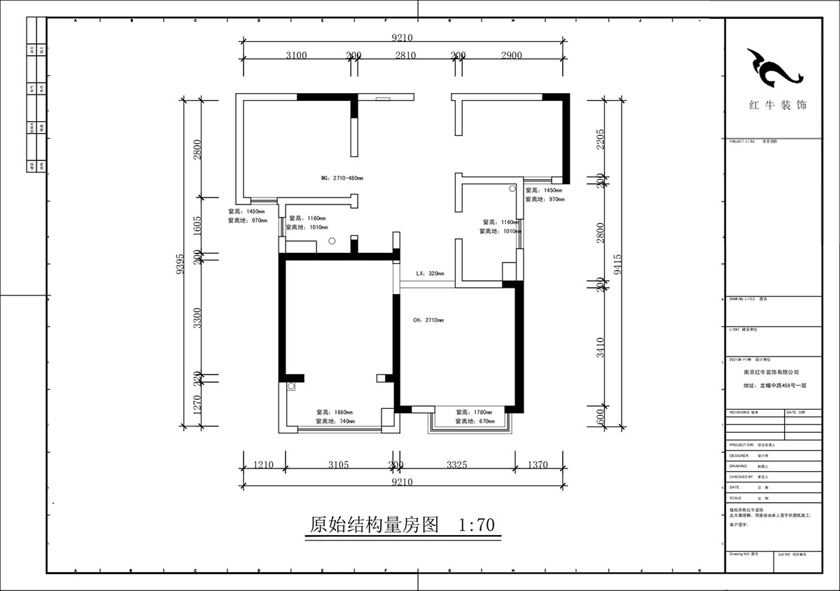 蔣琛｜靜雅嘉園二期（qī）4-602-80㎡-現代簡約風格（gé）｜2室2廳1衛｜新房裝（zhuāng）修｜定製家｜全包12萬｜00_01原始結（jié）構圖