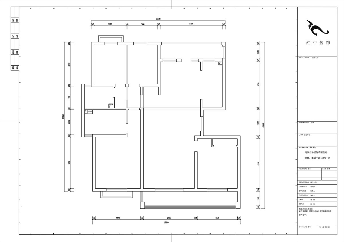 陸利民｜羊山湖14-502-160㎡+閣樓-現代風格｜4室2廳2衛｜新房（fáng）裝修｜定製家｜全包31萬｜00_01原始結構圖