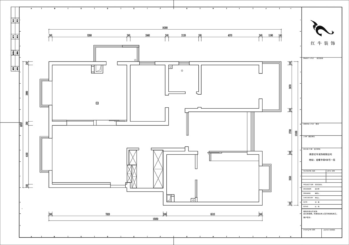 陸利民｜東郊美樹苑2-901-150㎡-現（xiàn）代簡約風格｜4室2廳2衛｜舊房裝修｜定製家｜全包21萬｜00_01原始結構圖