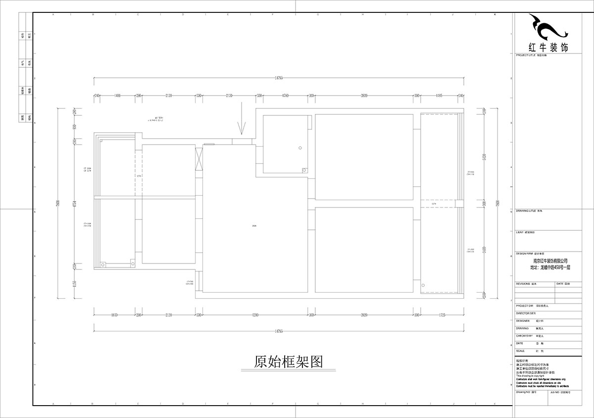 【實（shí）景案例】孟憲濤｜估衣廊18號305-100㎡-現代簡約（yuē）風格｜3室2廳1衛｜老房裝修｜定製家｜全包（bāo）13萬｜00_01原始框架圖