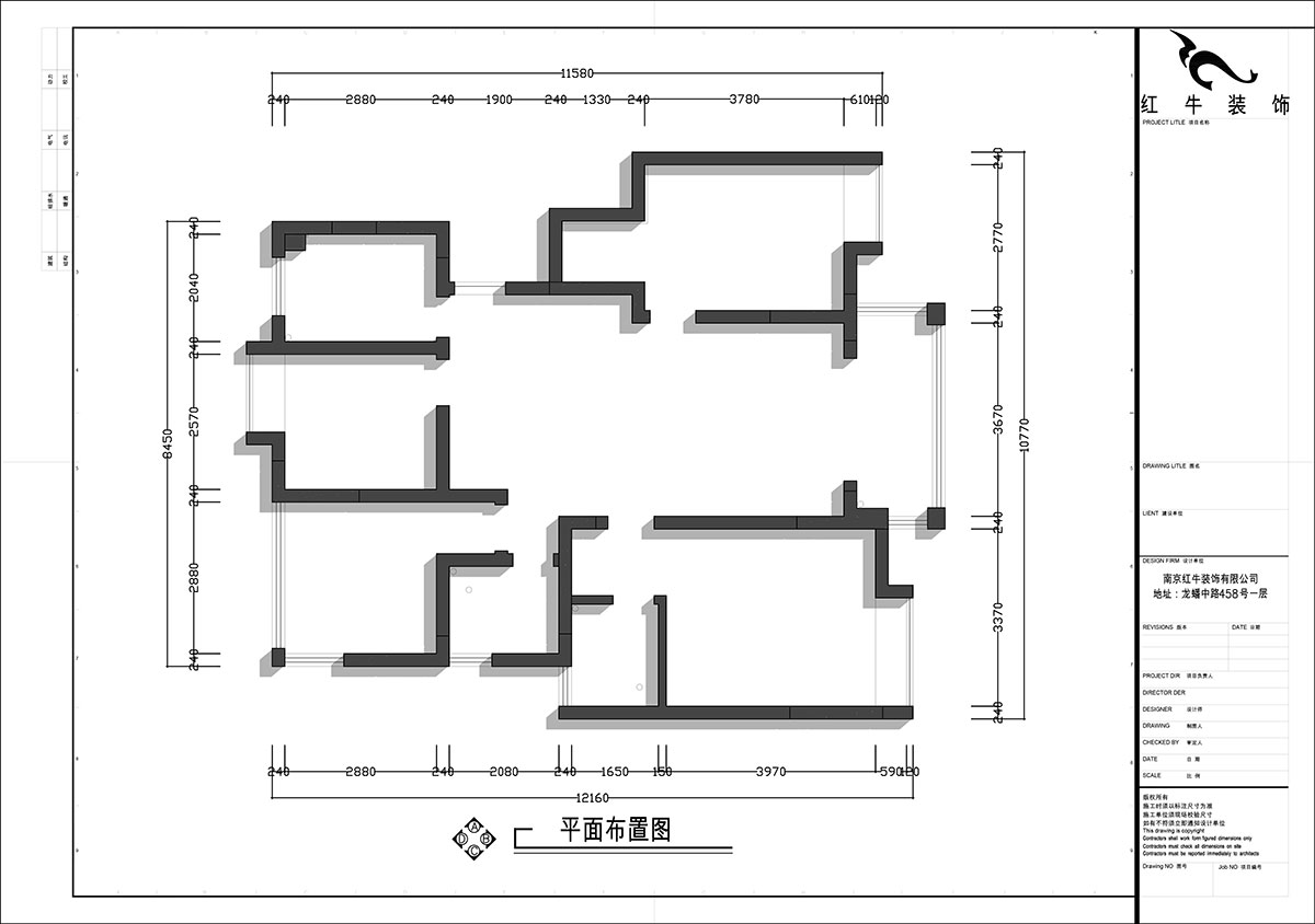 張智猿｜啟迪城（chéng）博園1-302-114㎡-現代風格｜3室（shì）2廳1衛｜新房（fáng）裝修｜定製家｜全包17萬｜00_01原始結構圖