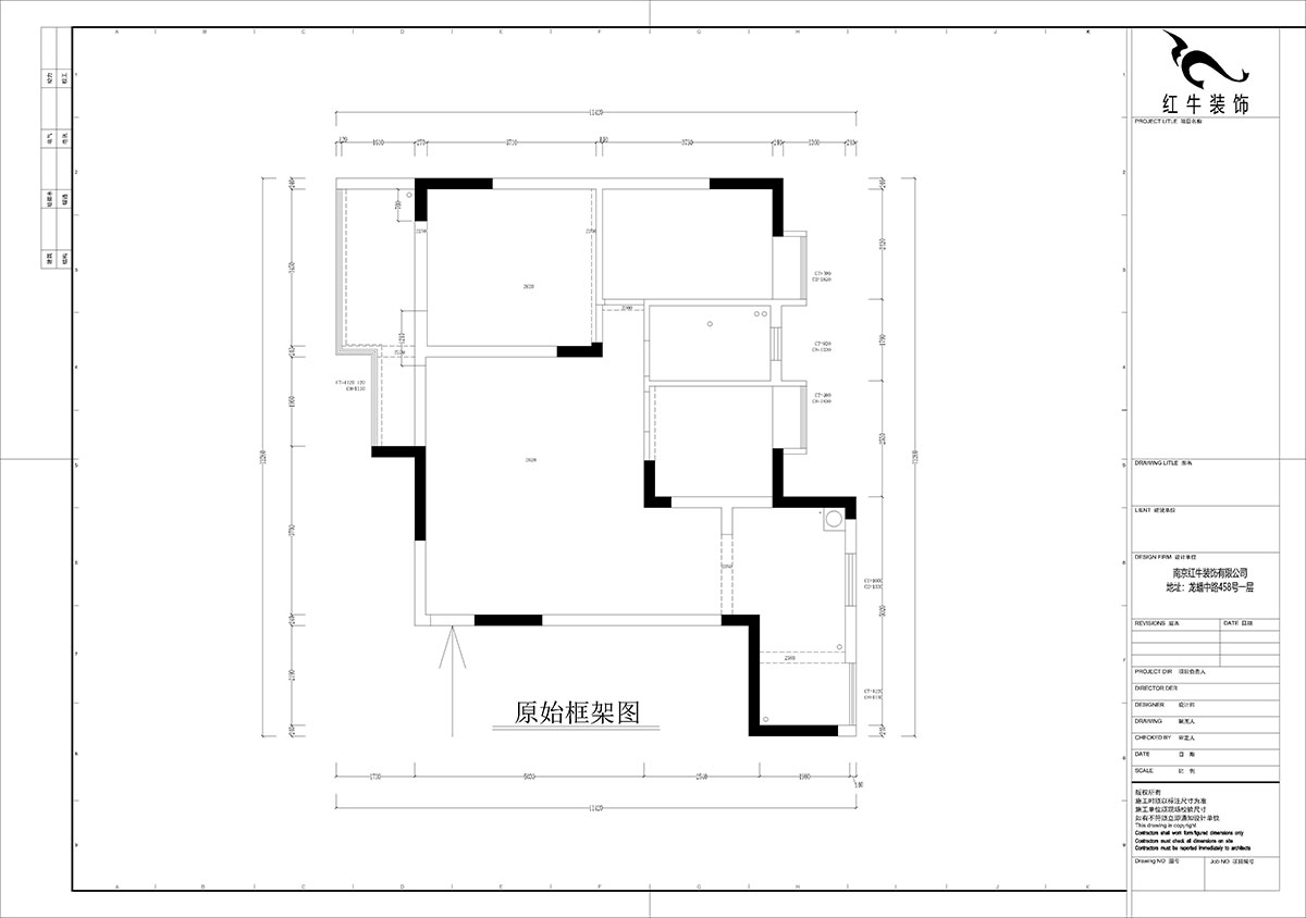 孟憲濤（tāo）｜橋西苑2-1-1104-108㎡-簡約風格｜3室（shì）2廳1衛｜老房裝修（xiū）｜定製家｜全包14萬｜00_01原始框架圖