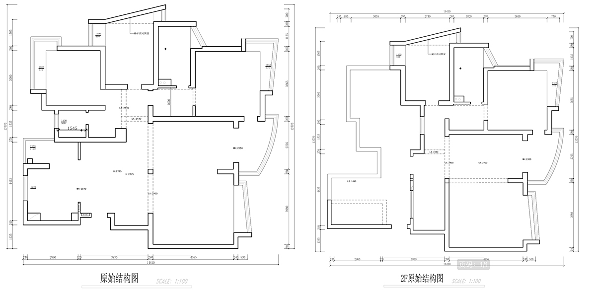 南京260㎡輕奢別墅裝修（xiū），夢想與現實的交織，感受法式的浪（làng）漫（màn）01蔣琛｜城開家園（yuán）6-1101-260㎡-現代法式輕奢風格（gé）｜5室4廳3衛｜老房裝修｜定製家￥307777｜全包38萬｜00_01原始結構圖